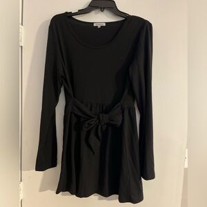 Black Long Sleeve Dress with Waist Tie